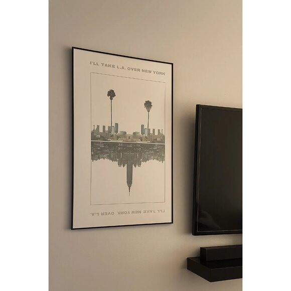 Ill Take New York Over LA Reversible Poster 2013 Framed Art Rare Collectible - Picture 1 of 9